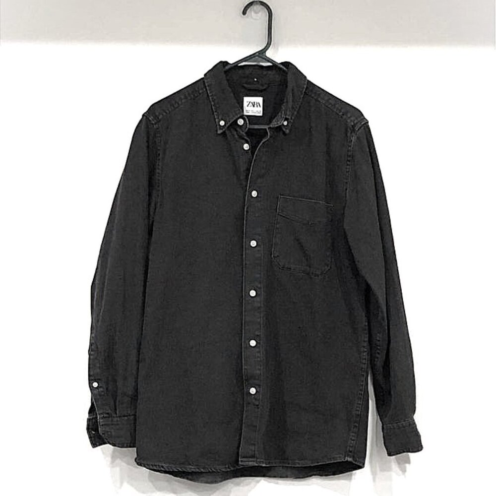 Zara men’s black denim shirt size medium